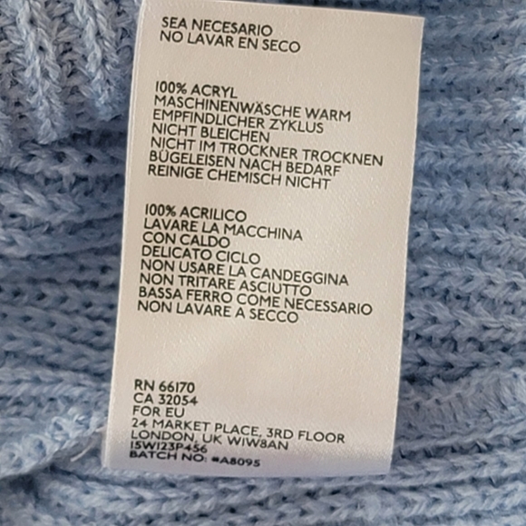 silence + noise Blue Sweater with Bell Sleeves and Strings. Size S - Picture 6 of 6